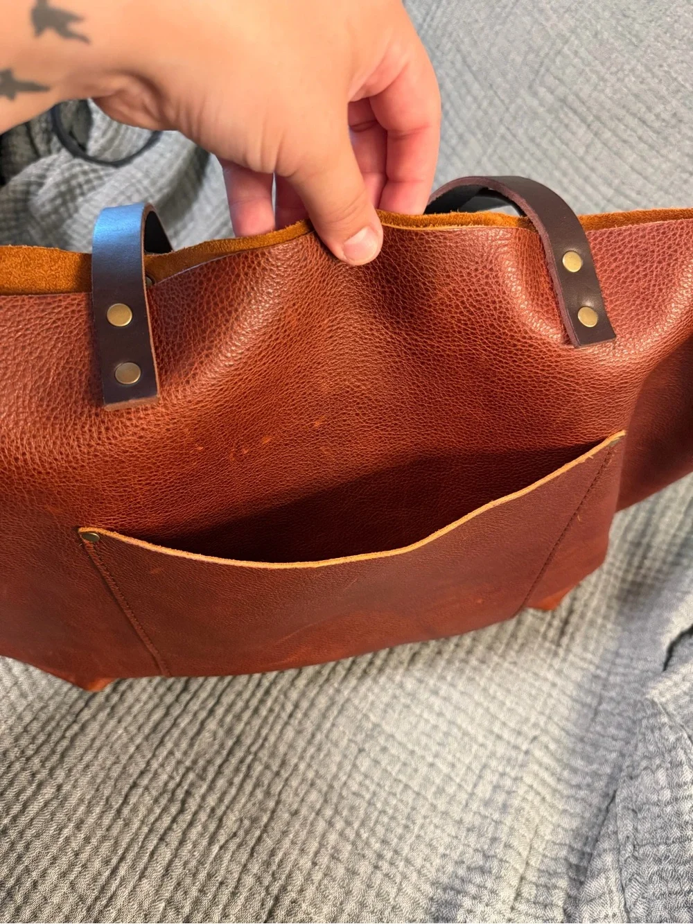Portland Leather Oversided Tote - Nutmeg